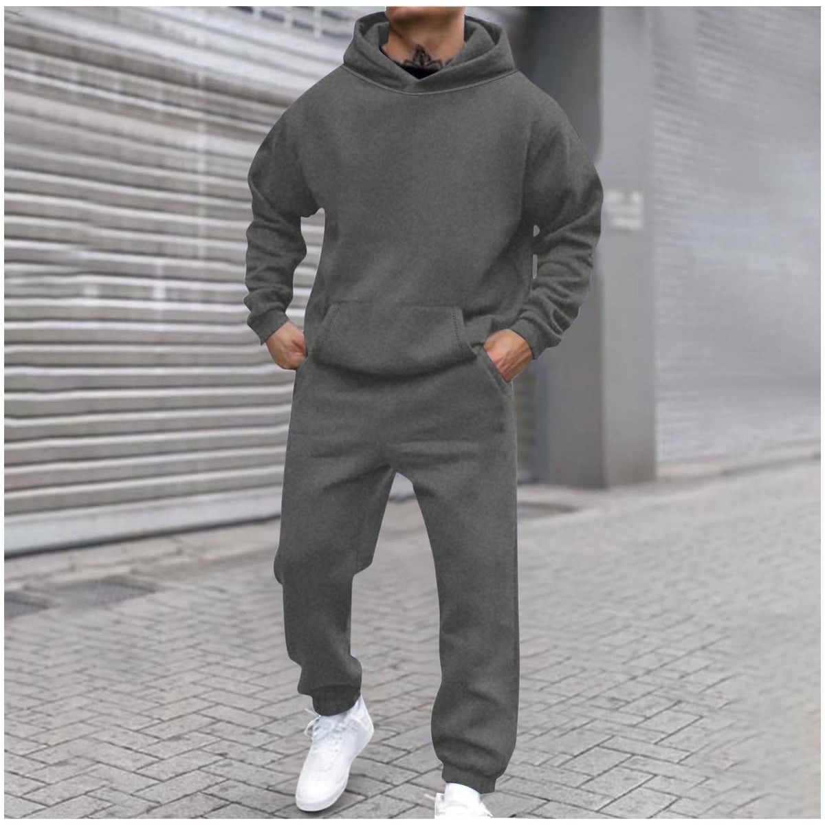 Sweat Suits for Men Set 2 Piece Hoodie Jogger Long Sleeve Sweatsuits Hoodie and Pants Dark Gray 14(XXXL)